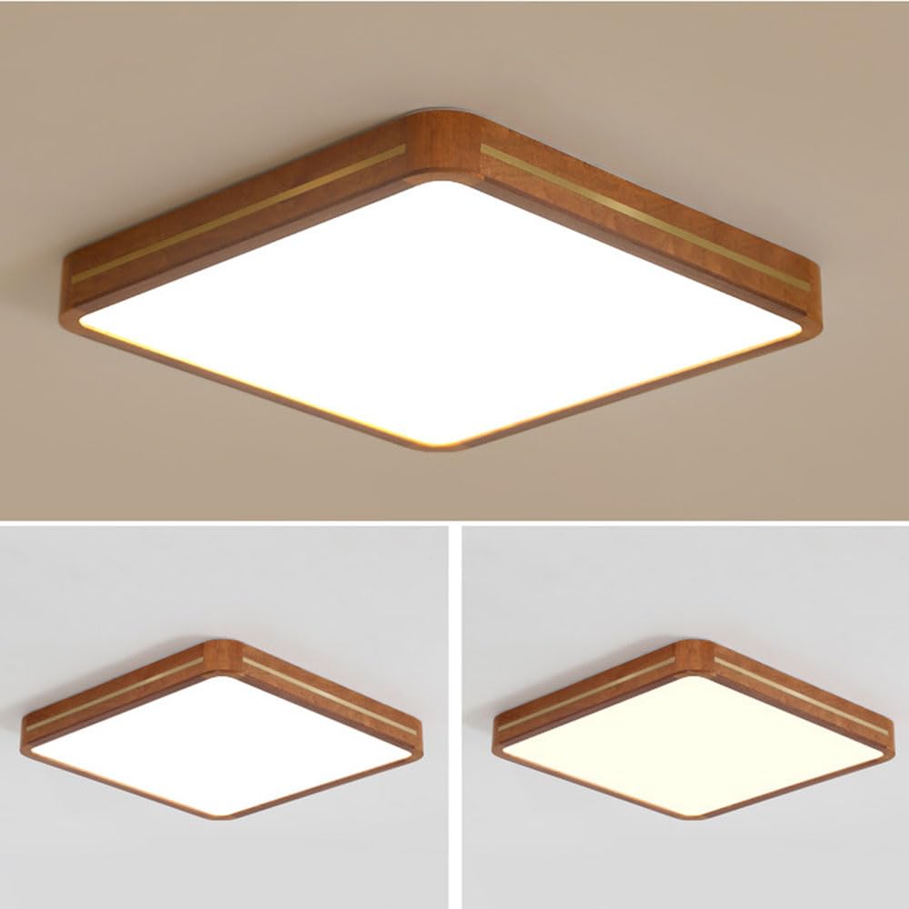 Nowoczesna lampa sufitowa LED z akrylową lampą sufitową z energooszczędnym drewnianym kloszem do sypialni, kuchni, przedpokoju, pralni.