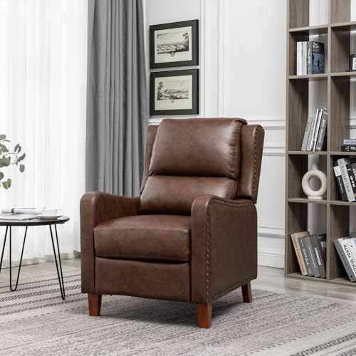 Sillón pushback reclinable piel marrón miniatura 5