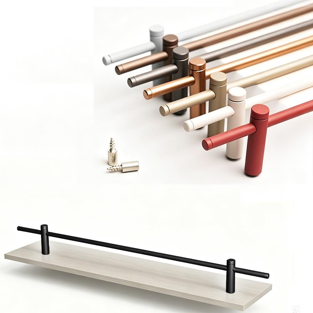 TAJMDGW Shelf Guard Rail Guardrail Bars Anti-Fall Shoe Rack Front Barrier Rod Metal Round Tube Railing Decorative Shelf Guard Fence for Bookcase Gallery(Black,90cm(35.5"))