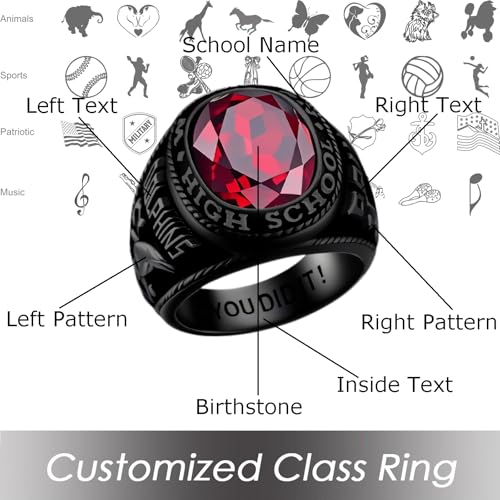 Customizable Class Rings for Men Women 925 Sterling Silver High School University Graduation Ring 2025 2026 Personalized College Graduation Gift4