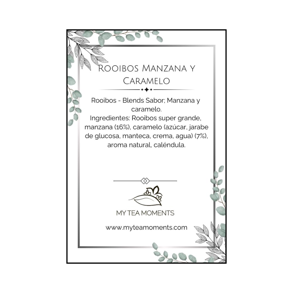Rooibos de Manzana y Caramelo a Granel 100 Gramos - My Tea Moments - Cultivo Sostenible - Ingredientes Naturales: Caléndula, Caramelo, Manzana. Antioxidante, Mejora anímica, Vitamínico.