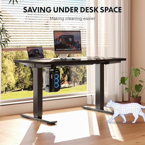 Image of FLEXISPOT EN2 48''x24'' Electric Standing Desk with PC Stand Bundle, One-Piece Desktop, Easy-to-Install Hanging Design PC Mount, Bundle for Home Office, Game & Small Spaces, Black