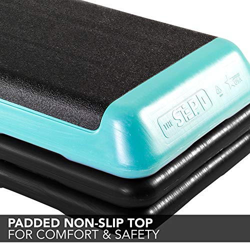 The Step Original Aerobic Platform – Health Club Size – With Four Original Risers (Teal/Purple with Black)