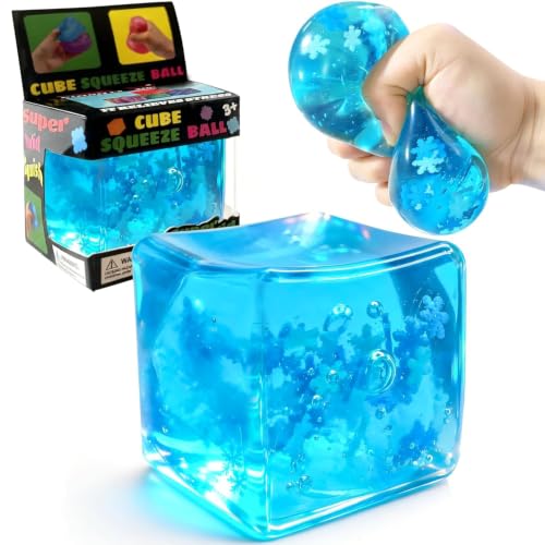 Image of Stress Ball Squishy | Nido Squishy | Slow-Rise Squishy Ice Cube Fidget Toy - Needoh, Blue, 4.5cm, Stress Relief Sensory Ball