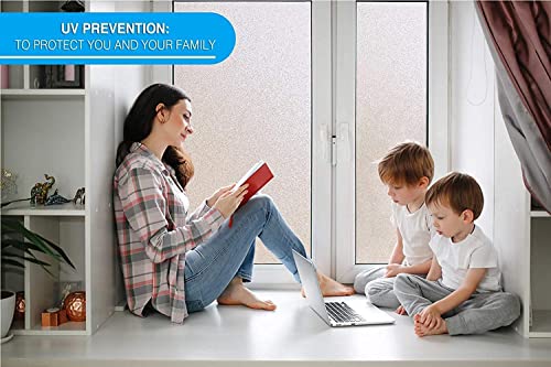 Image of WISDOM Frosted Window Glass Film 12x40 Static Cling Window Glass Sticker