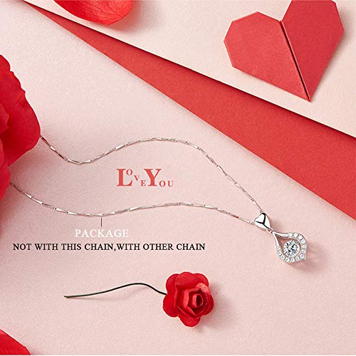 Love Heart Necklace Cubic Zirconia Necklace For Women Teardrop Necklace Sterling Silver Necklace For Women Cz Diamond Necklace Pendant For Mother, Girlfriend Dancing Diamond Necklace Han Han #TOP5