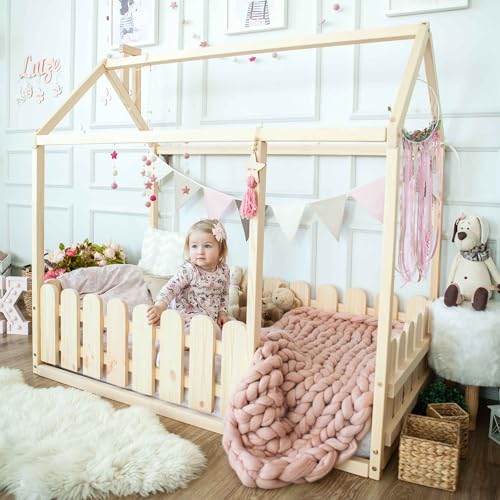 Sweet Home From Wood Montessori Hausbett Bodenbett, Bodenbett für...