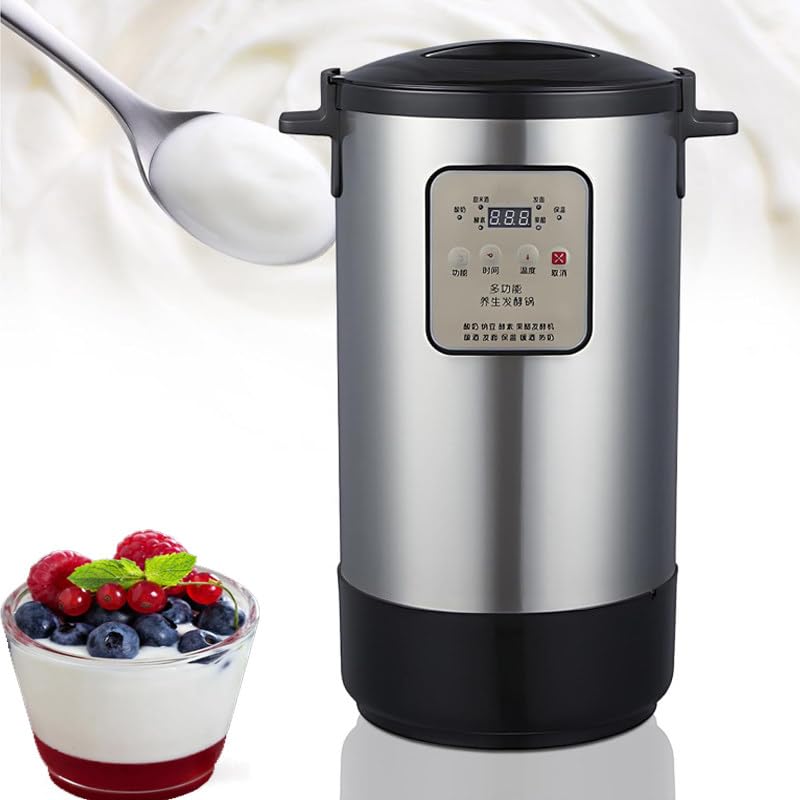 Máquina de fermentación, yogur de acero inoxidable con control de temperatura y tiempo para bar en casa, enzimas, vino de frutas, queso y encurtidos, 18 litros