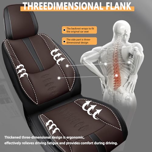 Image of Car Seat Covers for Neon,for Dodge Neon 2000-2005,Leather Front Seat Covers,Airbag-Compatible Car Seat Protectors,Waterproof Seat Cover for Cars(Black+Coffee,2PCS /with Pillows)