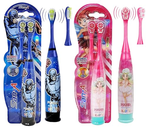 Image of FunBlast Cartoon Electric Toothbrushes for Kids - Vibrating Motion Toothbrushes with Replacement Brush Head, Soft Electric Battery Powered Toothbrushes for 3+ Years Kids (Battery Included) (Pack of 2)