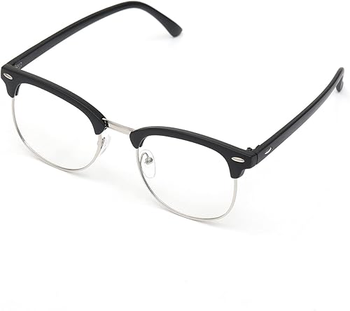 DSKOBT Medio marco semi-Rimless Clear Lens Glasses Vintage Fashion Metal Prescription Eyeglass Frames