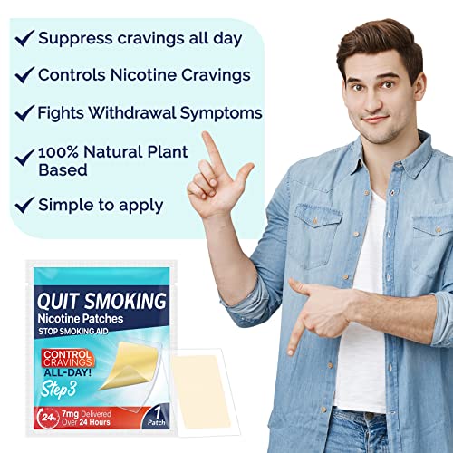 Quit Smoking Nicotine Patches, Step 3 7mg Easy & Effective Quit Smoking Aids, Helping Stickers for Quitters, 30 Count Wo