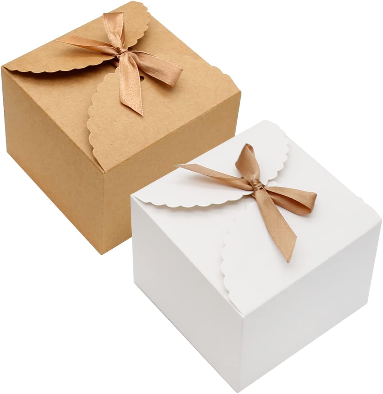 AUTOWRAP 20+20 Recycled Brown & White Small Boxes Paper Gift Box With Ribbons For Birthday Wedding Party Chocolate Candy - 40 Count (B0CJYP6Q75) Amazon Price History, Amazon Price Tracker