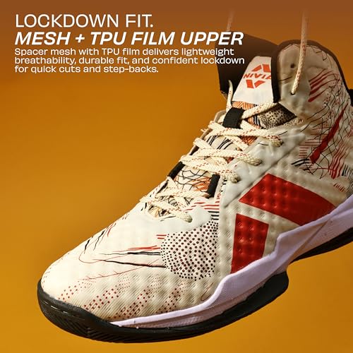 Image of Nivia CLAWMARK Basketball Shoes for Men, Herringbone Rubber Outsole with TPU Shank, Lightweight Mesh & TPU Upper, Indoor & Outdoor Grip for Training, Match & Court