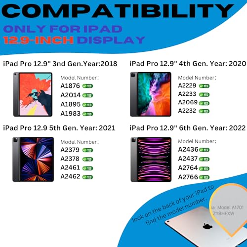 Image of iPad Pro 12.9 Case with Keyboard: Detachable Wireless iPad Pro 12.9 Keyboard 6th 5th 4th 3rd Gen, iPad 12.9 Case with Key Board & Pencil Holder | Multi-Touch Trackpad, Backlits, Front Back Protection