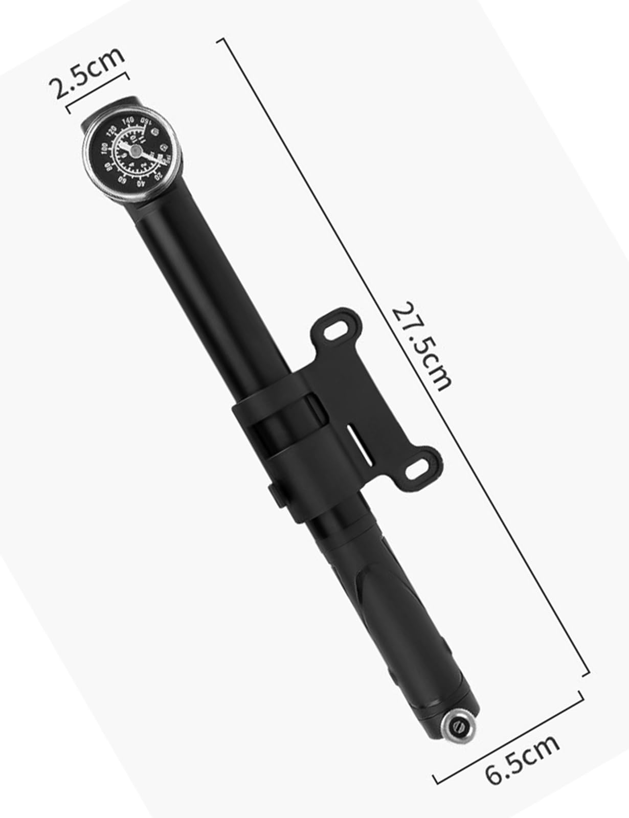 Pompe à air portable 2 en 1 pour vélo - 160 PSI - 11 bar - Avec manomètre - Noir