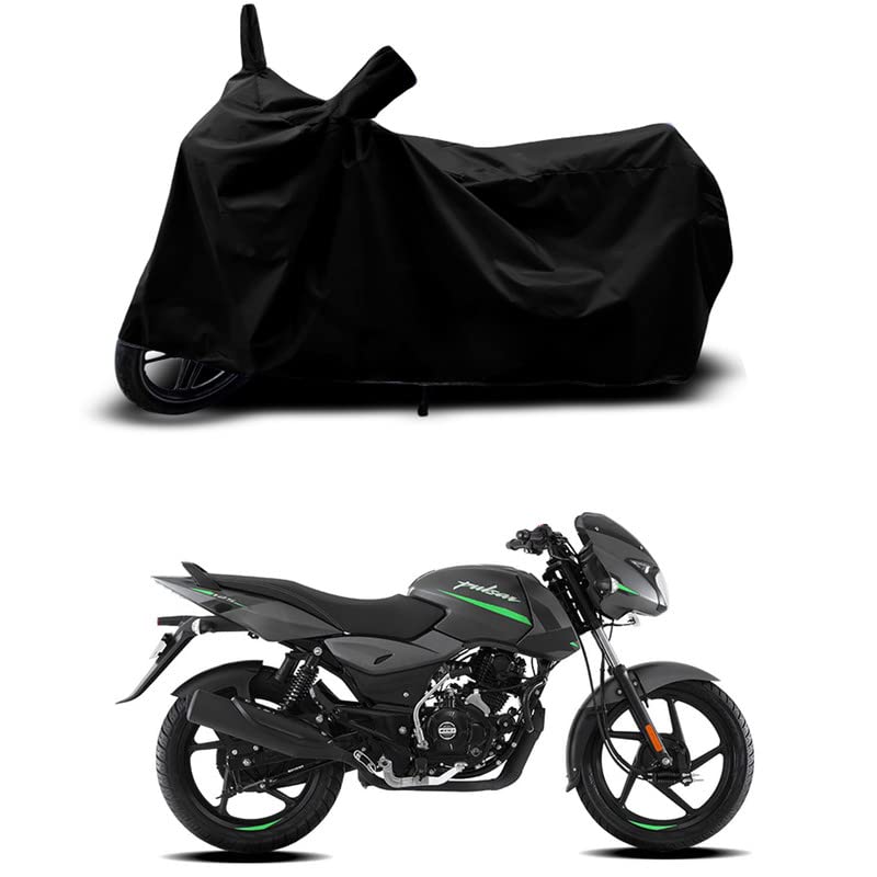 Image of 100% Scratchproof /UV-Rays /Heat Protection /Birds Dropping /Water Resistant /Dust Proof /Waterproof /Full Bike Scooty Two Wheeler Body Cover Compatible for Pulsar 125-Disc All Varients[Black]