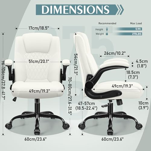 Image of Leather Office Chair, PU Home Computer Desk Chairs with Ergonomic Back Support, 360Swivel Free,Small Gaming Chair with Wheels and Adjustable Armrests, for Short People Use