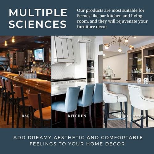 Image of SearchI Bar Stool Covers Set of 4, Stretch Washable Barstool Seat Covers, Counter Height Chair Covers for Kitchen Dining Room Cafe (Grey and Blue Flower)
