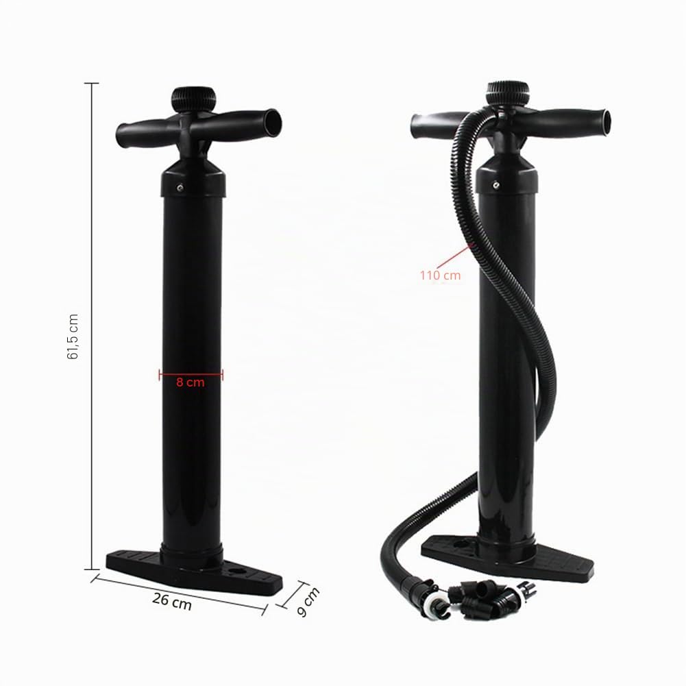 Pompa manuale a doppia azione, max. 1,8 bar (26 PSI), pompa manuale SUP, pompa ad aria manuale con manometro, pompa ad alta pressione con 6 ugelli per letti ad aria, kayak, tenda