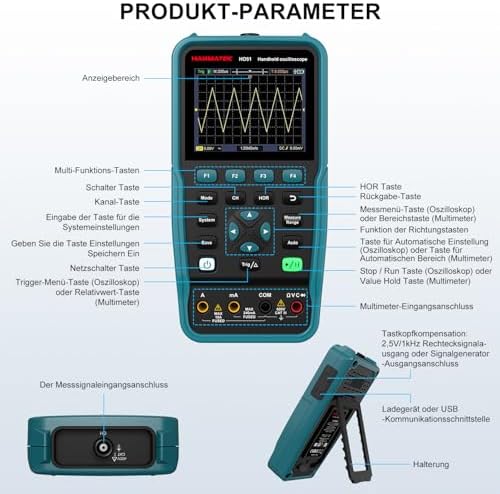 Bild 1 - HANMATEK 3 in 1 Hand-Oszilloskop-Multimeter, Wellenform-Generator HO51 mit 3,5 „TFT-Oszilloskop, Auto-Kalibrierungsfunktion, Speicherfunktion, Multitester
