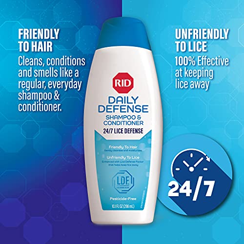 Image of RID Daily Defense Lice Shampoo & Conditioner, Used Daily Provides 24 /7 Defense Against Head Lice, 100% Effective, 10.1 Ounce