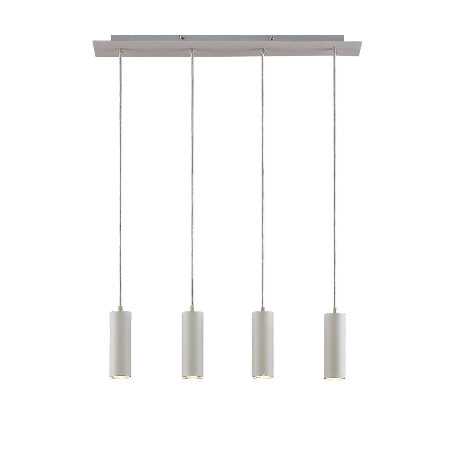 Lindby Pendant Light White, Metal Cylinder Industrial Modern Tube Ceiling Lights Hanging for Kitchen Dining Table Bar Counter Living Room Fixtures 4 x GU10