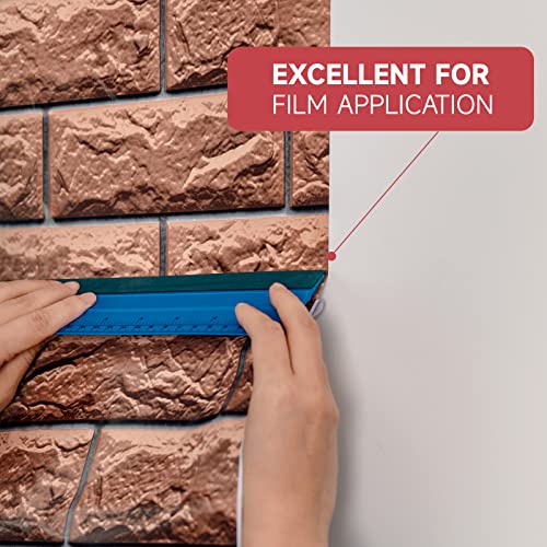 FOSHIO 10 Inch Felt Squeegee for Vinyl wtih Ruler 25CM 4 Round Corners Universal Card, Window Tint Film Installing Hard Blue PP Car Vinyl Wrap Scraper Tool - Image 6