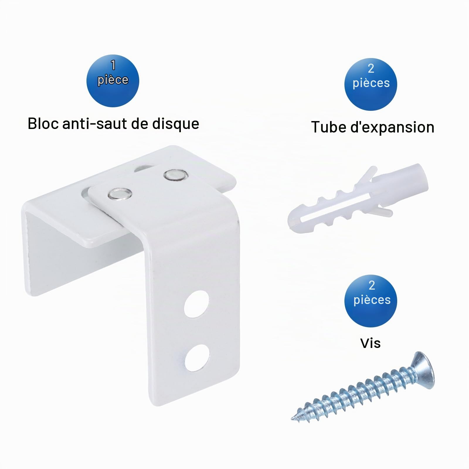 QUARKZMAN Grange porte Bas Sol Guide, Réglable U Support Flush Design Bas Plat Bancant Bouchon Carbone Acier Coulissant Trousse pour Placard Armoire, Blanc