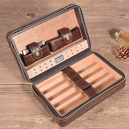 Volenx Portable Travel Leather Cigar Case, Cigar Humidor with Cigar Cutter and Humidifier for 4 Cigars - Thumbnail 7