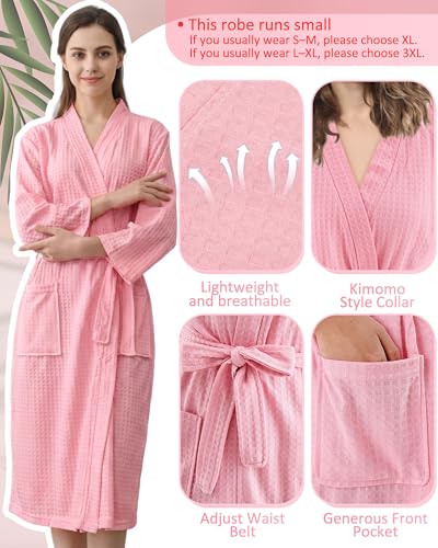 Image of Jecery Waffle Bathrobe and Slippers Bulk Set Spa Robes Hotel Bath Lightweight Thin Commercial Soft for House Shower Party