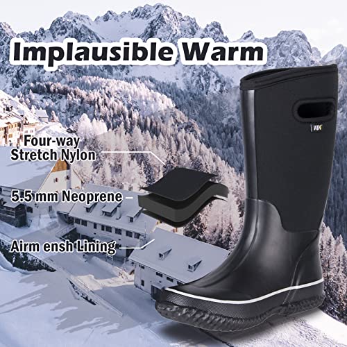 WTW Rubber Rain Boots for Men Multi-Season Mid Waterproof Insulated Neoprene Rubber Outdoor Hunting Boots2
