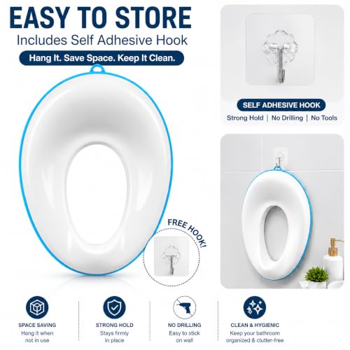 Image of Kids Station Baby Portable Baby Potty Training Toilet Seat Cover with Non-Slip Base, Splash Guard, and Storage Hook-Ideal for 1-5 Year Child, Fits Round & Oval Western Toilets, Toddler Travel-Friendly