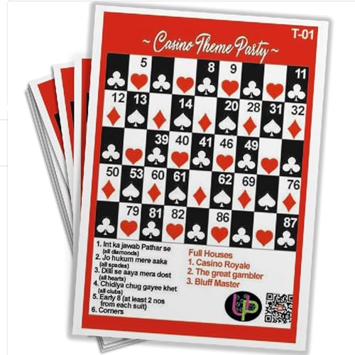 Image of Casino Tambola Tickets | Funny Theme Housie Tambola Themed Bingo Game | Kitty Party Theme Housie Tickets | English | for Family & Friends (Set of 15 Tickets)