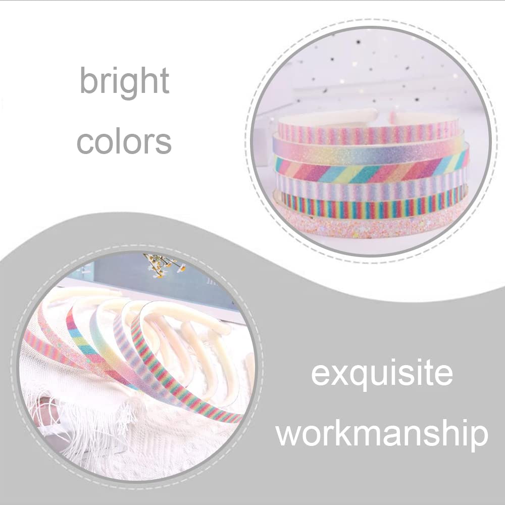 4 Cerchietti Per Capelli Con Glitter E Stelle – Fasce Arcobaleno Antiscivolo Per Ragazze E Donne. Leggere, Comode, Perfette Per Feste! - 3
