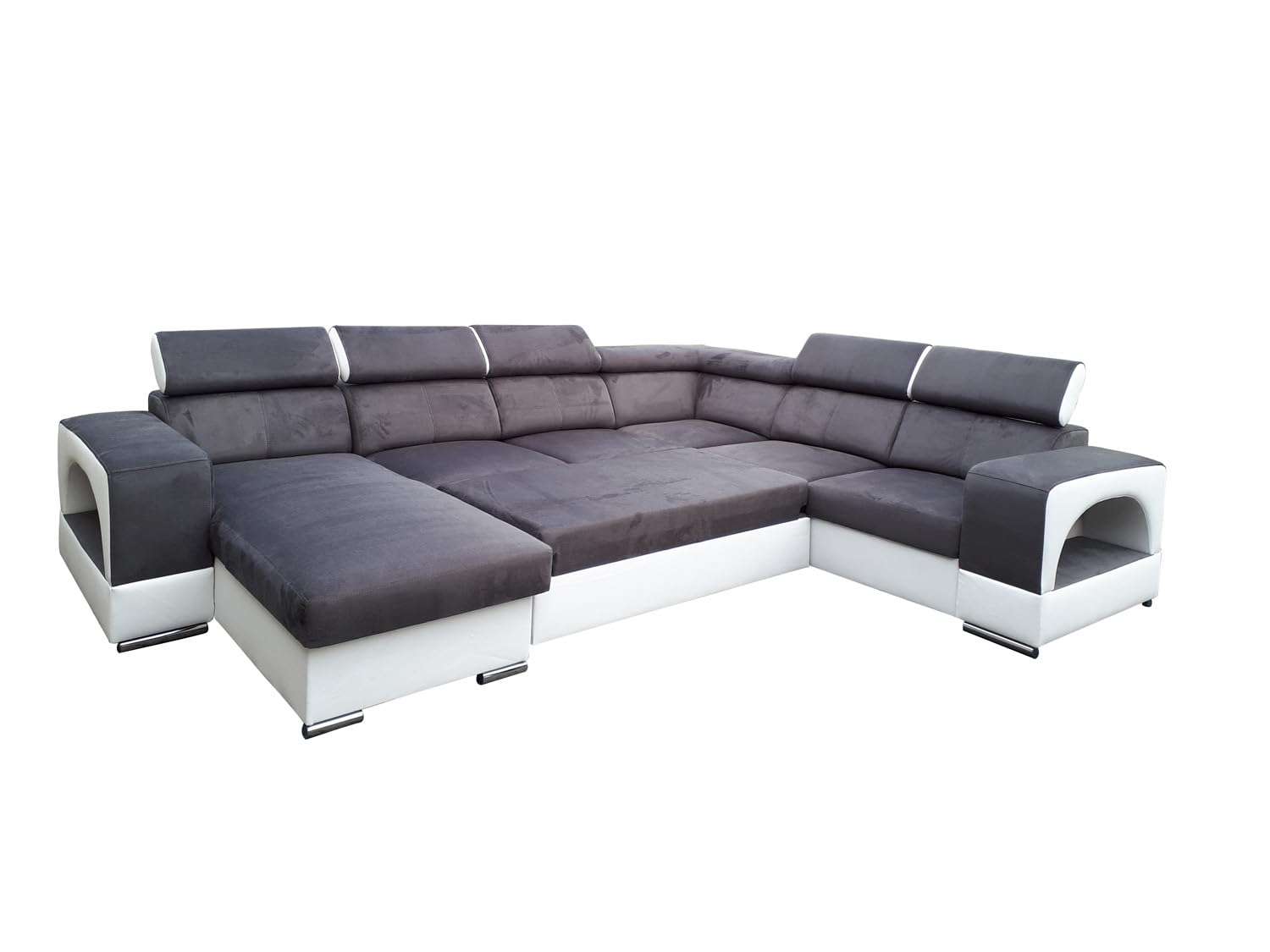 All4All Ecksofa mit Schlaffunktion Rodrigo Pano - Sofa mit Bettkasten - XXL Sofa 326 cm x 264 cm - Wohnlandschaft U-Form - Groß -Schlafsofa - Grau/Weiß - Farbe wählbar - Seite Rechts 19