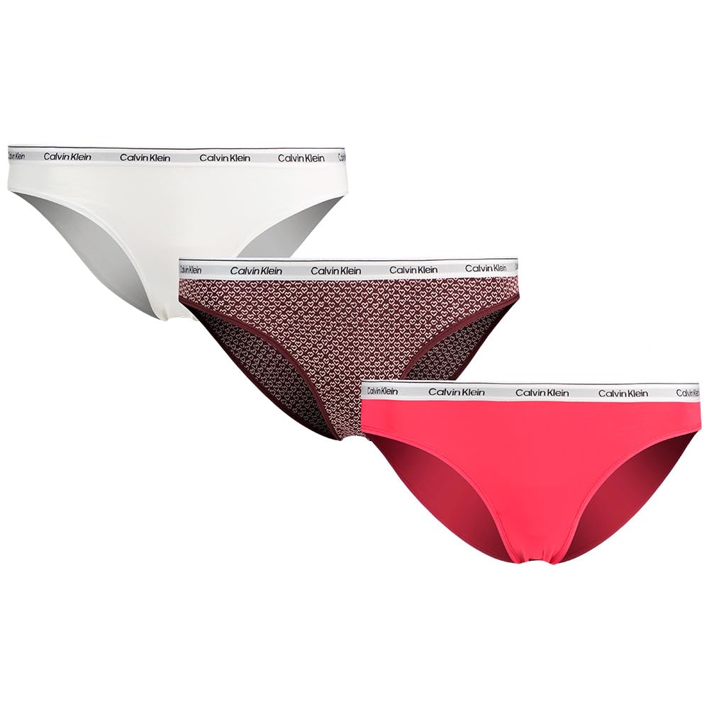 Calvin Klein Women's BIKINI 3PK 000QD5207E Bikini, Pink (INNUENDO/STENCIL HEART+DARK BERRY/C), L