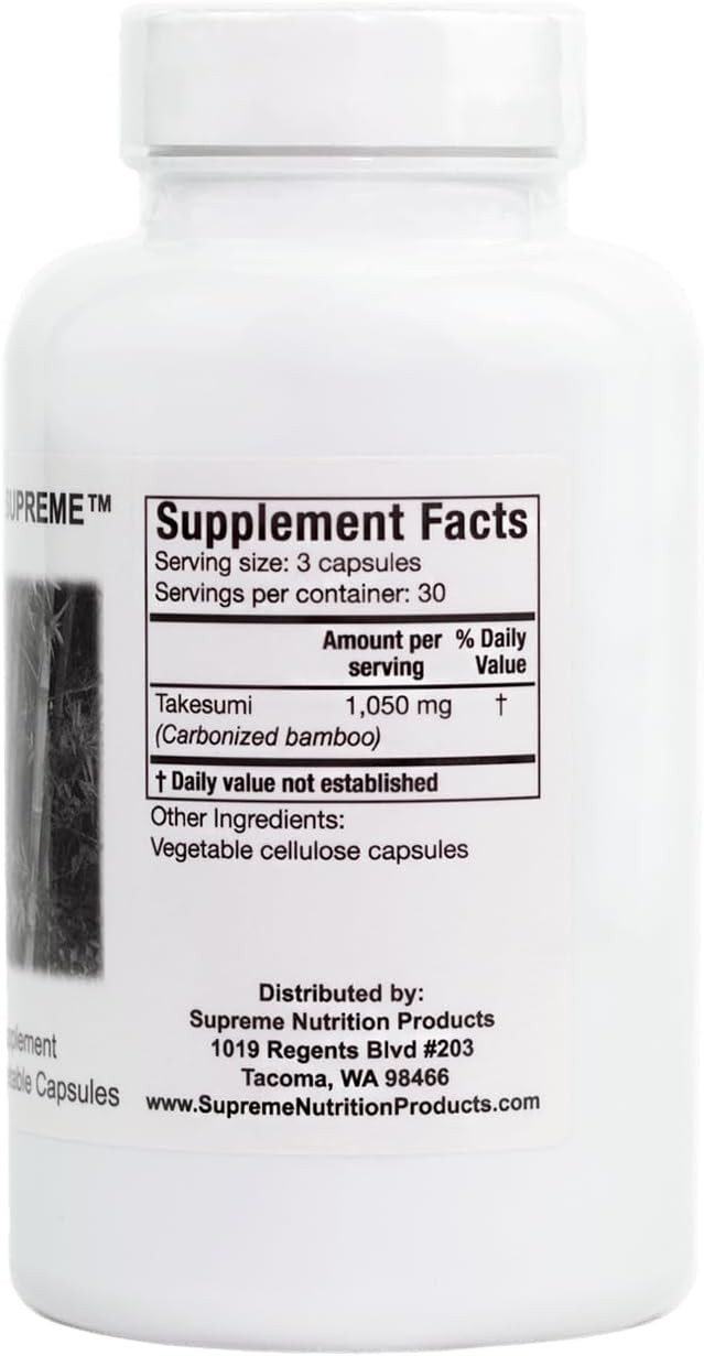 Supreme Nutrition Takesumi Supreme, 90 Pure Activated Bamboo Charcoal Vegetarian Capsules (Pack of 2)