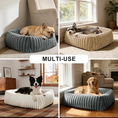 FURTIME Dog Bed for Small Dogs, Washable Orthopedic Dog Bed with Removable Cover, Rectangle Soft Calming Sleeping Puppy Bed Durable Pet Cuddler with Anti-Slip Bottom, Grey, S (20"x19"x6") - Image 5