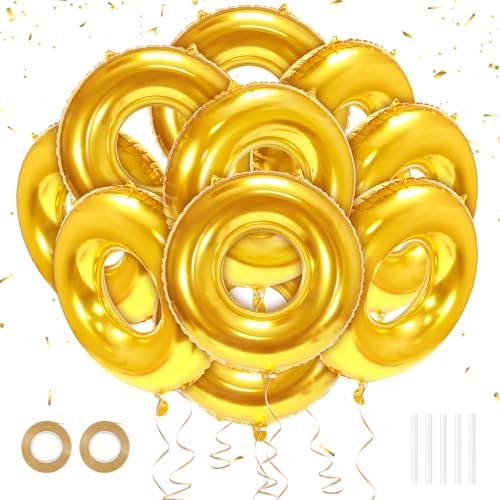 15 Pack 30 Gold Ring Balloons for Cartoon Characters Themed Party Decor Hedgehog Theme Backdrop Foil Balloons with Curling Ribbon for Kids Birthday Game Room Carnival Party Decorations