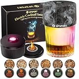 UPSPORT Electric Whiskey Smoker Kit with 4 Light Modes, Rechargeable Cocktail Smoker, 6 Wood Chips, No Butane Required, Christmas/Birthday Gifts for Men, Dad, Husband