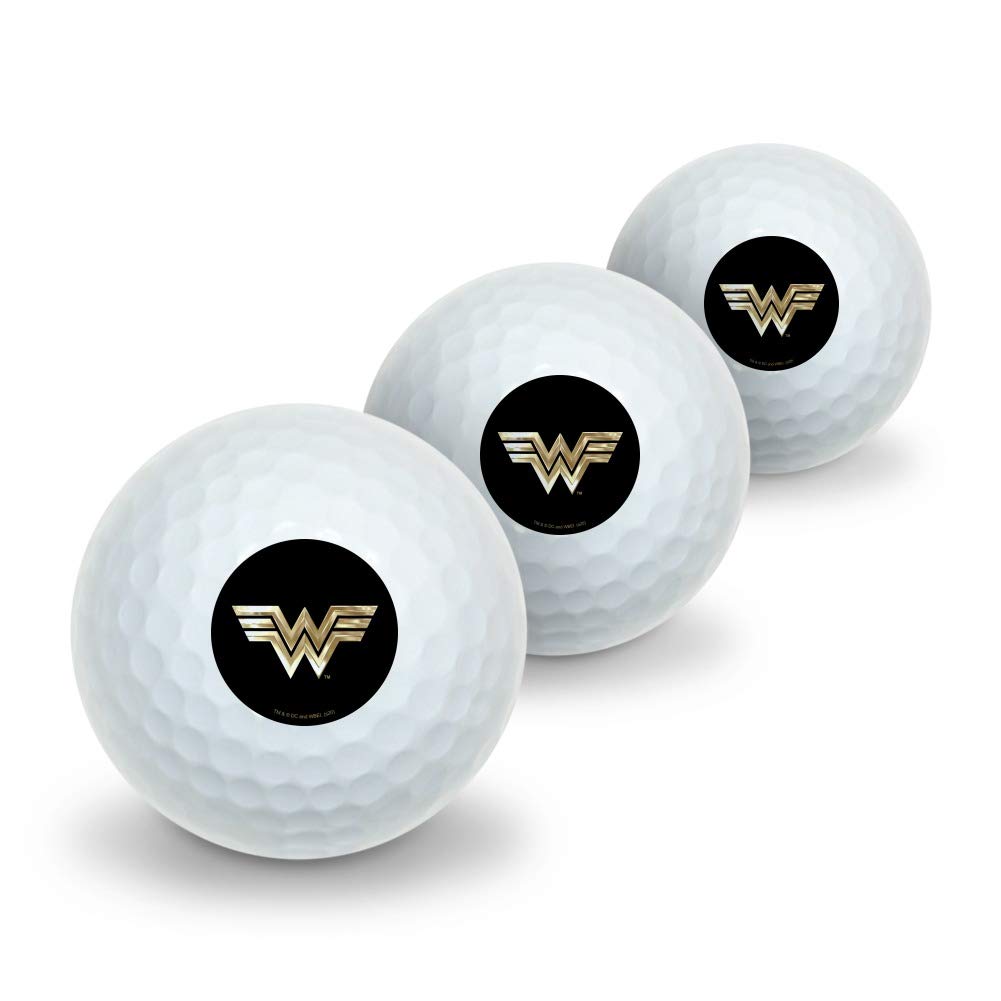 GRAPHICS & MORE Wonder Woman 1984 Golden Logo Novelty Golf Balls 3 Pack
