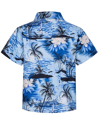 Little & Big Boys Hawaiian Shirts Short Sleeve Summer Beach Tropical Casual Aloha Luau Shirts Top for Kids2