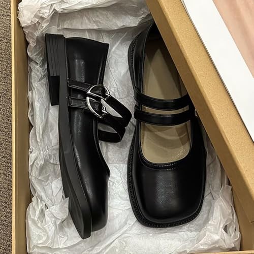 ChaiRong Zhou Women's Mary Jane Flats Heart-Shaped Buckle Pu Leather Casual Ballet Dress Shoes3