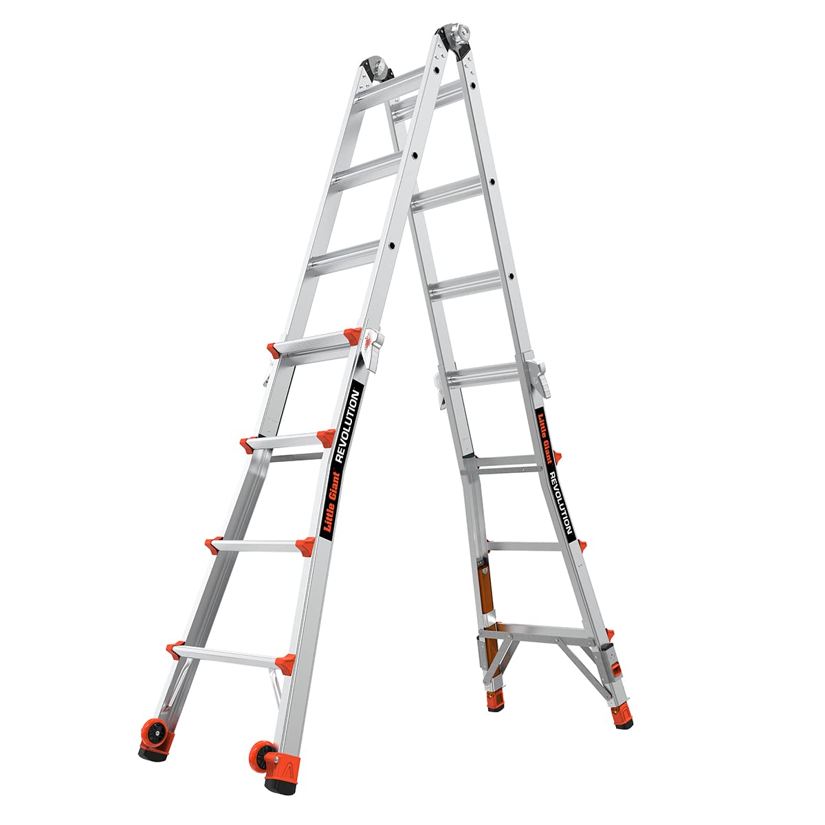 Revolution 2.0, Modell 17 - ANSI Typ IA - 300LB Nominal, Aluminium Klappleiter mit Tip & Glide Räder und Ratsche Levelers