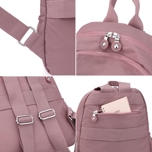 Image of Tanweibago Mini Nylon Women Backpacks,11L Small Ladies backpacks Casual Lightweight Women Shopping Travel Daypack (Dust Pink)