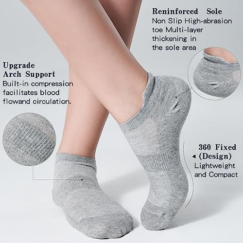 Image of Womens Ankle Socks Athletic Low Cut No Show Cotton Socks With Tab 6 /12Pairs | White Thin Summer Short Low Rise Liner Sport Running Workout Sneaker Lightweight Yogs Pilates Golf Footies Socks Non Slip