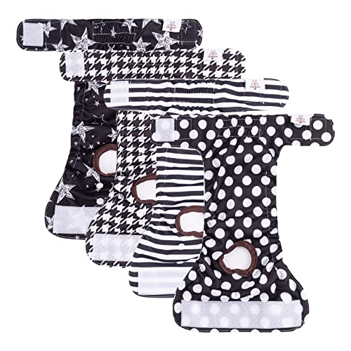 Image of CuteBone Washable Female Dog Diapers 4 Pack Reusable Doggie Heat Diapers for Period FMG01XS