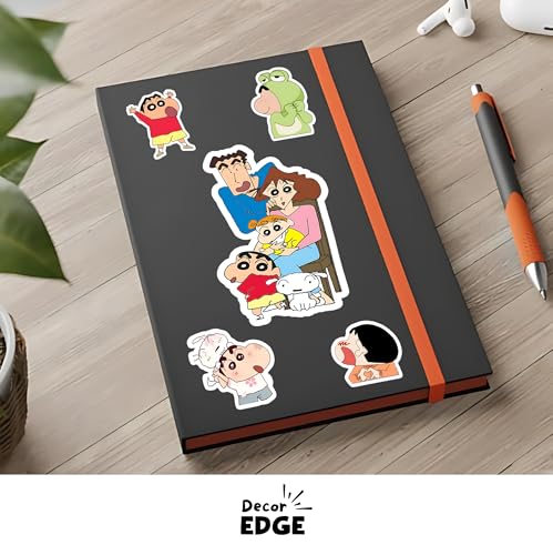 Image of Pack of 30, Shinchan Themed Laptop Sticker, Self Adhesive Vinyl Sticker Pack, Scratch Resistant - Multicolored Stickers for Journal, Laptop, Guitar, Mobile - Waterproof Residue Free