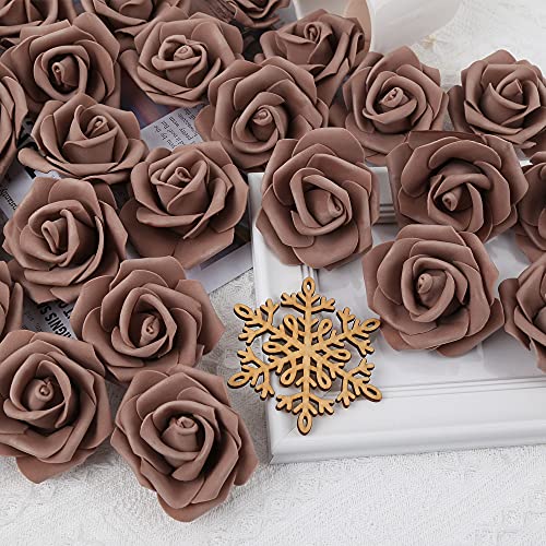 Insunsix Artificial Rose Flower Heads, 100Pcsdark Brown Roses Artificial Flower Foam Rose For Diy Wedding Bouquets Centerpieces Arrangements Party Baby Shower Home Decor (Stemless,Dark Brown) #TOP3